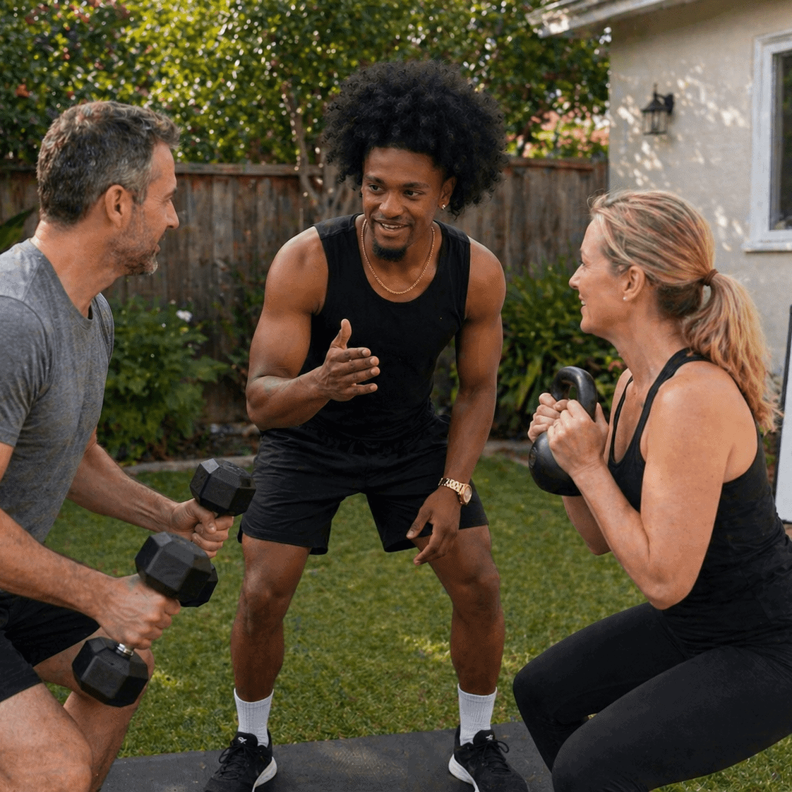 Backyard fitness coaching session